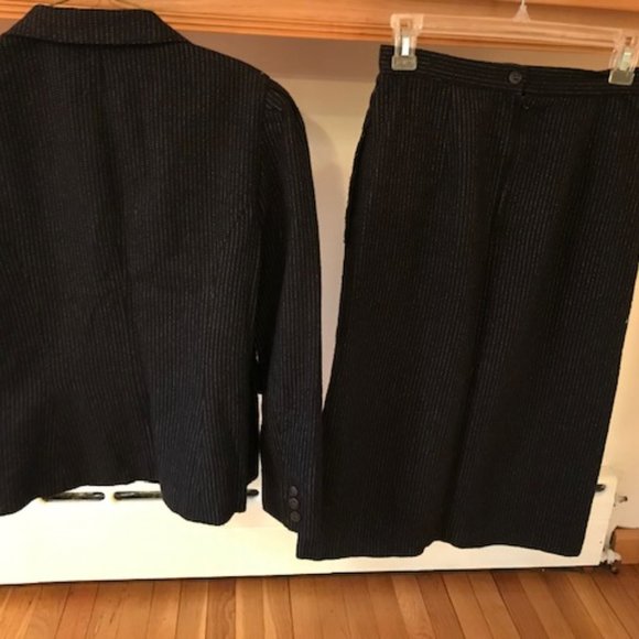Wool Pinstripe Skirt Suit Set - Picture 2 of 4